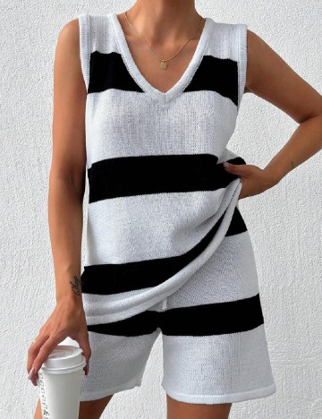 Compleu SHEIN, alb/negru