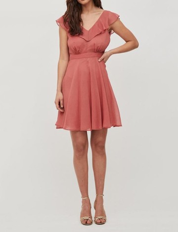Rochie scurta Vila, roz pudra, 40