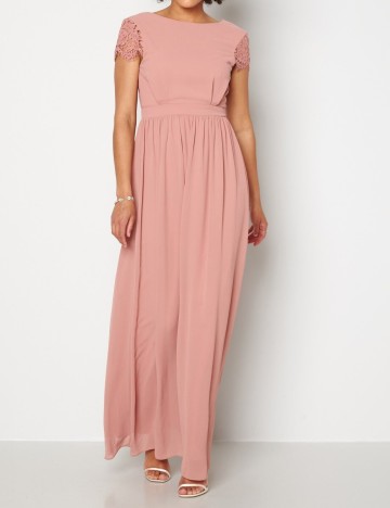 Rochie lunga Moments New York, roz pudra
