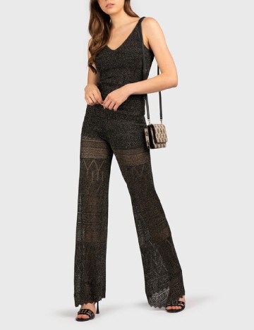 Pantaloni Marciano Guess, negru/auriu