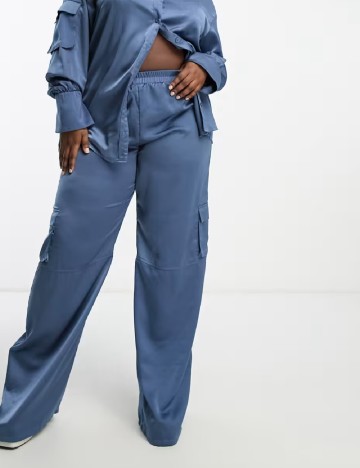 Pantaloni I SAW IT FIRST Plus Size, albastru