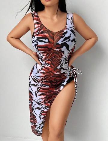 Rochie de plaja SHEIN CURVE, animal print