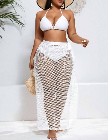 Fusta de plaja SHEIN CURVE, alb