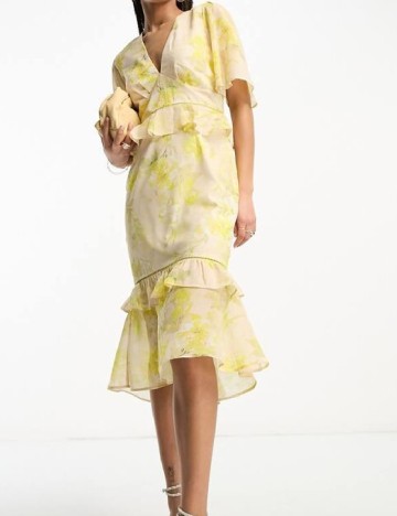 Rochie medie Hope & Ivy, galben