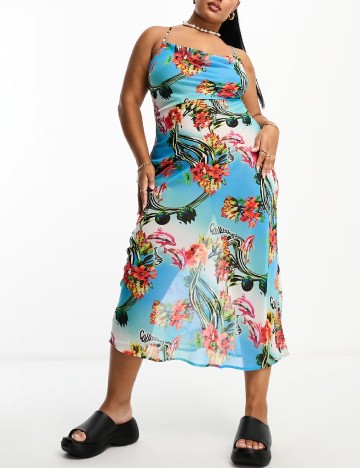 Rochie de plaja Collusion Plus Size, albastru