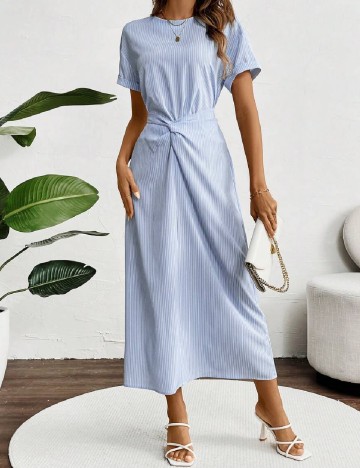 Rochie lunga SHEIN, alb/albastru