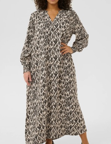 Rochie lunga Kaffe Curve, negru/crem