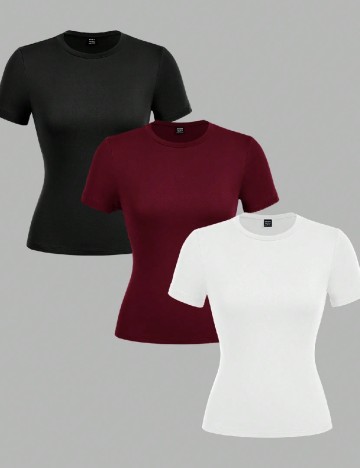 Set Tricouri 3 bucati SHEIN, mix culori