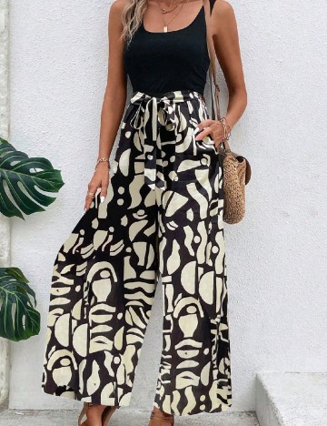 Salopeta SHEIN, negru/crem