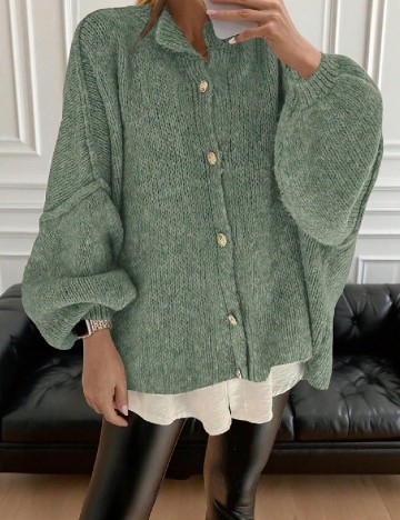 Cardigan Oversize SHEIN CURVE, verde