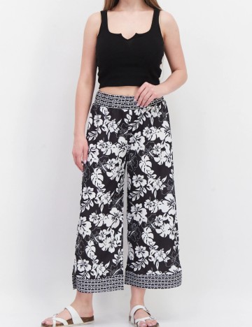 Pantaloni River Island, alb-negru