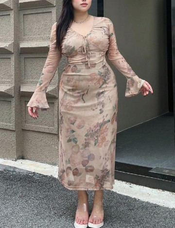 Rochie lunga Dazy Plus Size, crem