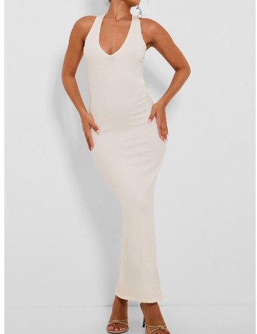 Rochie lunga PrettyLittleThing, ecru