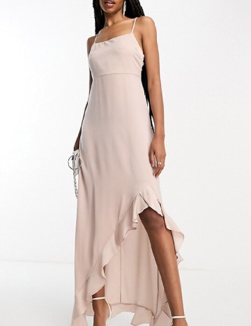 Rochie lunga Lola May, roz pudra