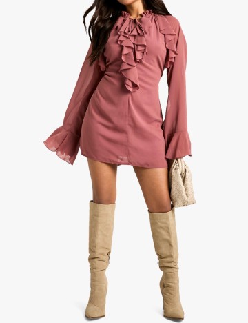 Rochie scurta Boohoo, roz pudra inchis