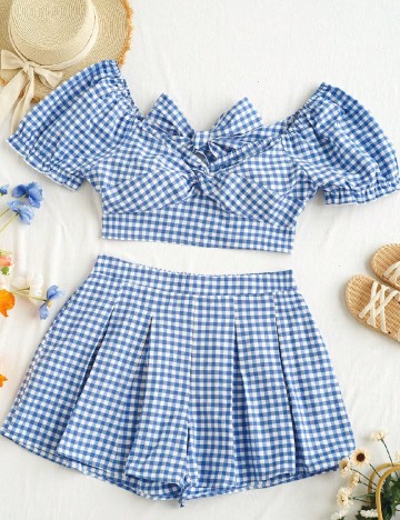 Compleu SHEIN CURVE, alb/albastru