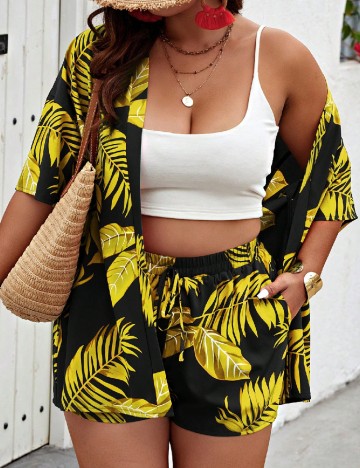 Compleu SHEIN CURVE, negru/galben