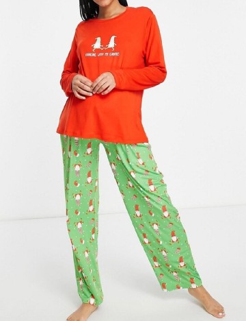 Pijama Loungeable Maternity, rosu/verde