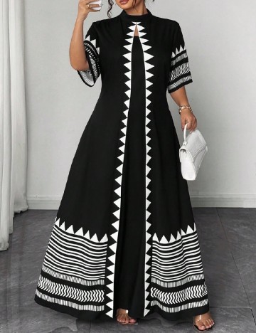 Rochie lunga SHEIN CURVE, negru/alb