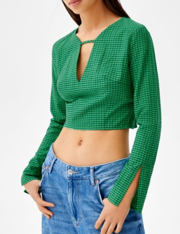 Top Bershka, verde, S