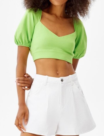 Top Bershka, verde, L