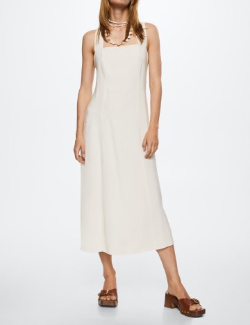 Rochie medie Mango, ecru