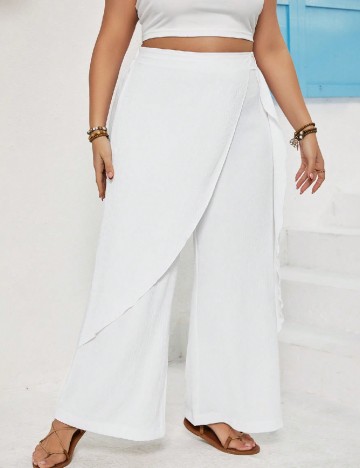 Pantaloni SHEIN CURVE, alb