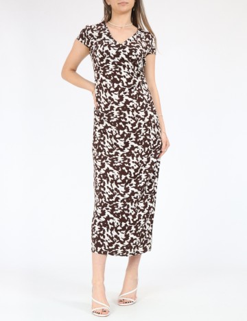 Rochie medie Only, maro/alb