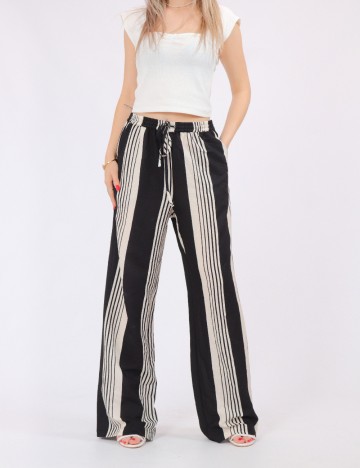 Pantaloni Pieces, bej/negru