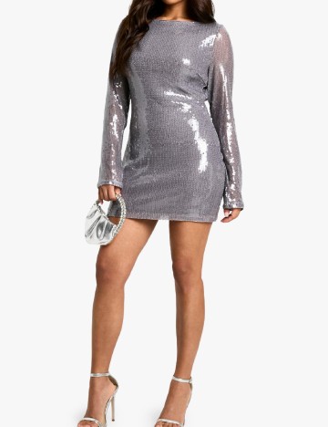 Rochie scurta Boohoo, gri