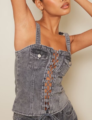 Top PrettyLittleThing, gri