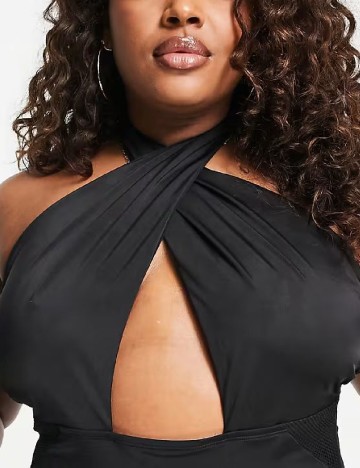 Top de baie We Are We Wear Plus Size, negru