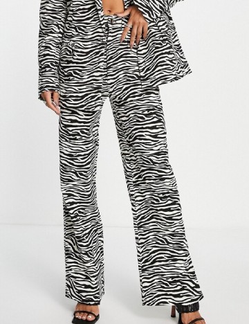 Pantaloni Kaiia, alb/negru