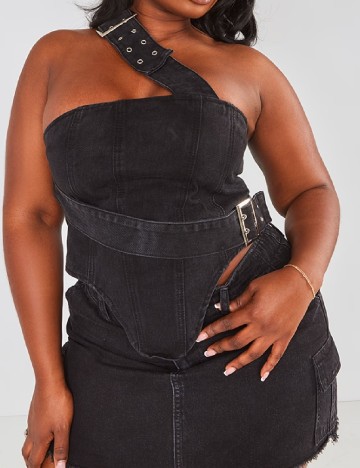 Top PrettyLittleThing Plus Size, negru