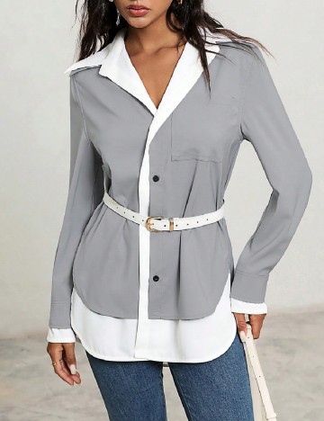 Camasa Anewsta, gri/alb