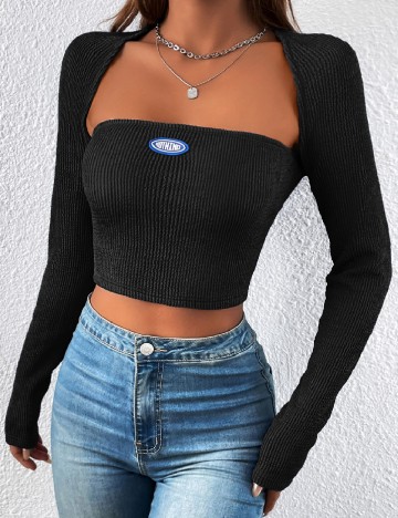 Set top si bolero SHEIN, negru