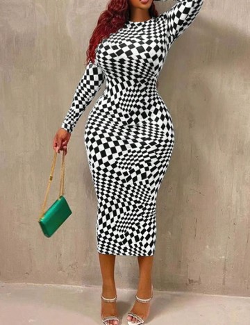 Rochie medie SHEIN CURVE, alb/negru