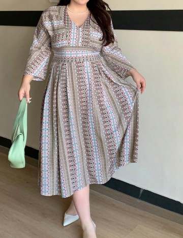 Rochie lunga Dazy Plus Size, mix culori