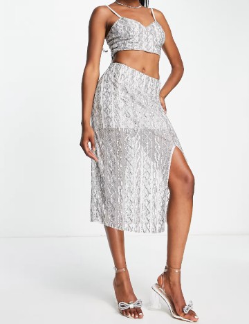 Fusta Miss Selfridge, argintiu