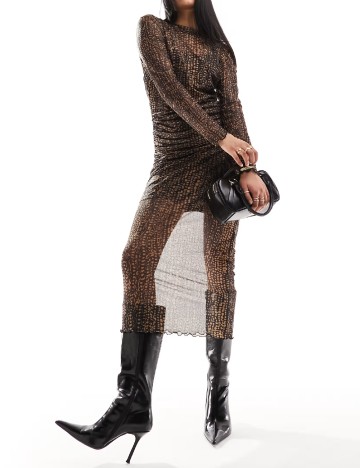 Rochie medie Object, negru/maro