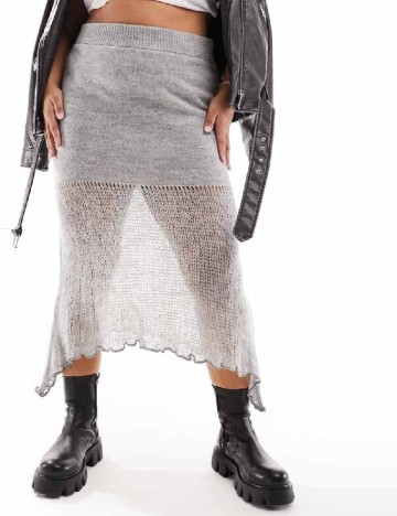 Fusta Collusion Plus Size, gri