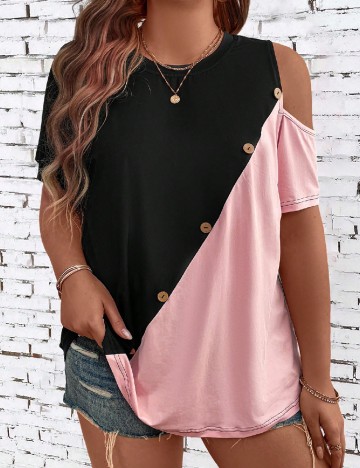 Bluza SHEIN CURVE, negru/roz