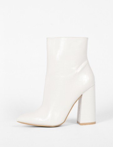 Botine PrettyLittleThing, alb