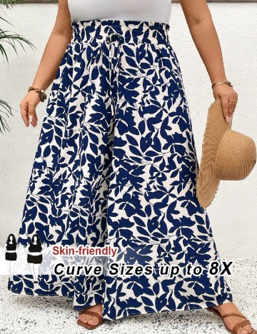 Pantaloni SHEIN CURVE, alb/albastru