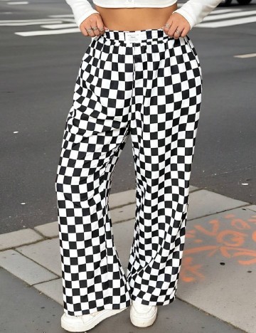 Pantaloni SHEIN CURVE, negru/alb