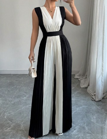 Salopeta SHEIN CURVE, negru/alb