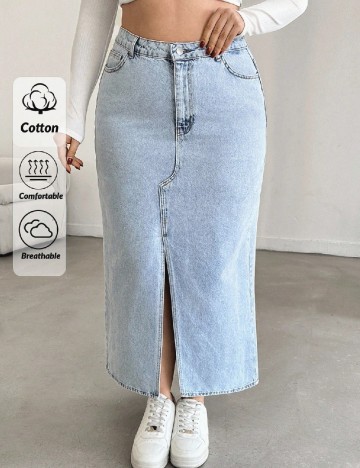 Fusta SHEIN CURVE, albastru