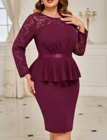 Rochie scurta Plus Size Miusol, visiniu Rosu