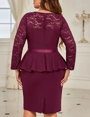 Rochie scurta Plus Size Miusol, visiniu Rosu