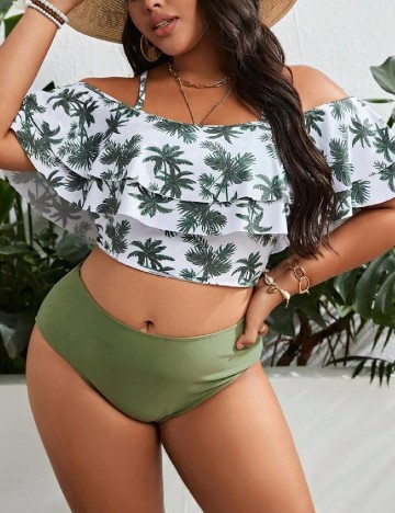 Costum de baie SHEIN CURVE, verde